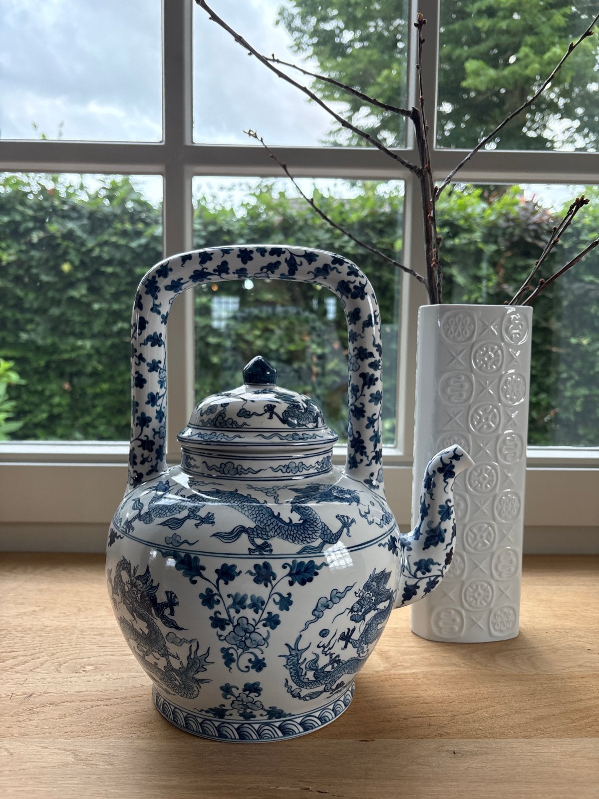 Vintage Chinese theepot met drakenmotief, Ophalen of Verzenden