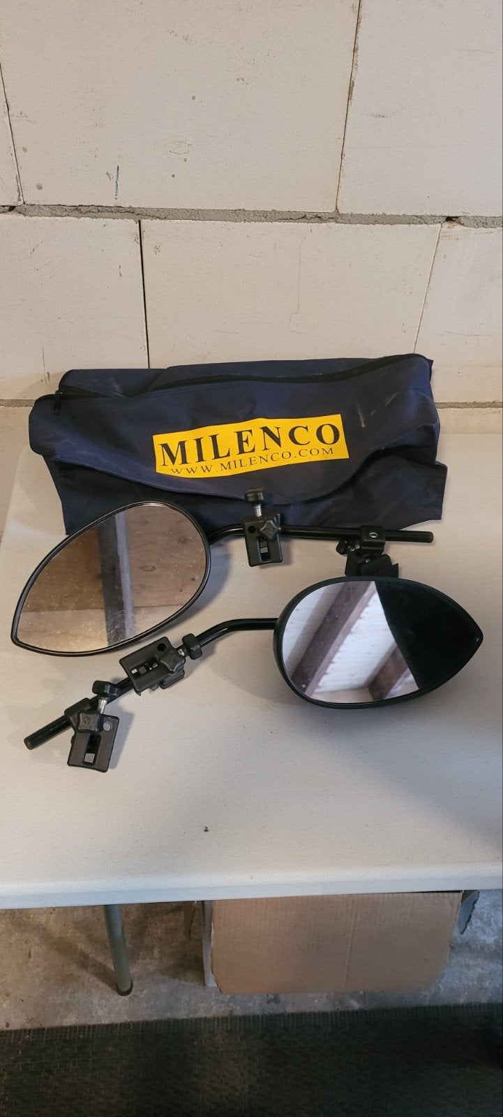 Milenco caravan spiegels met opbergtas, Ophalen of Verzenden, Gebruikt