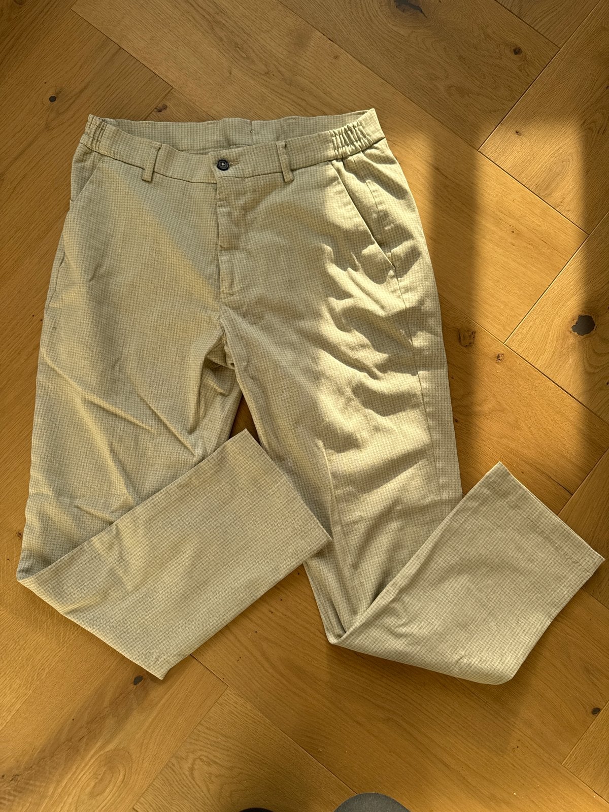 Berwich Pantalone Italiano - Beige Geruite Broek Maat 46 (S), Kleding | Heren, Ophalen of Verzenden, Zo goed als nieuw, Maat 46 (S) of kleiner