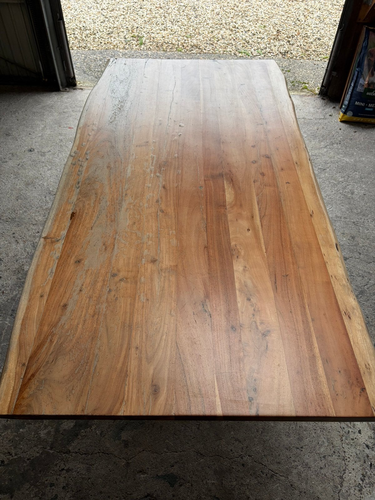 Boomstamtafel, acaciahout, Ophalen, Gebruikt, 200 cm of meer, 50 tot 100 cm