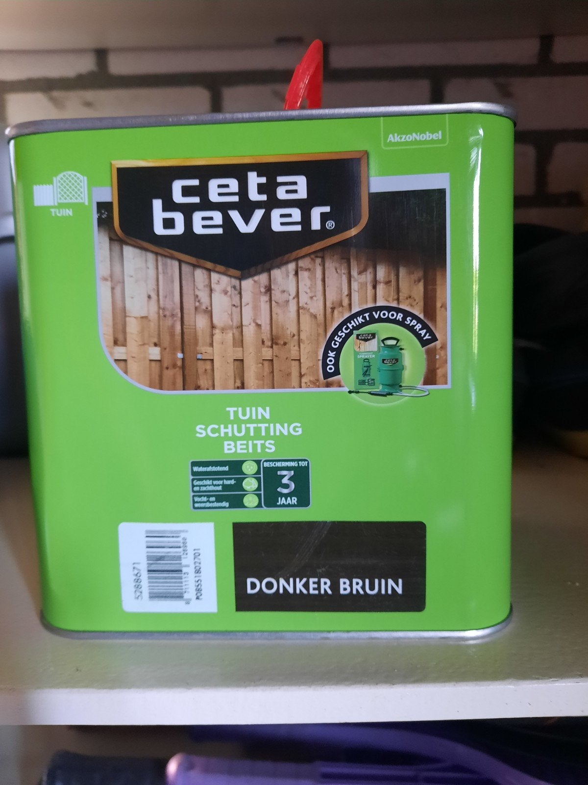 2.5 liter donker bruin cetabever tuinbeits., Ophalen of Verzenden, Nieuw