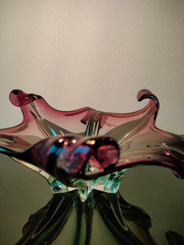 Murano Uniek Glas Schaal Roze Paars Blauw 1950, Ophalen of Verzenden