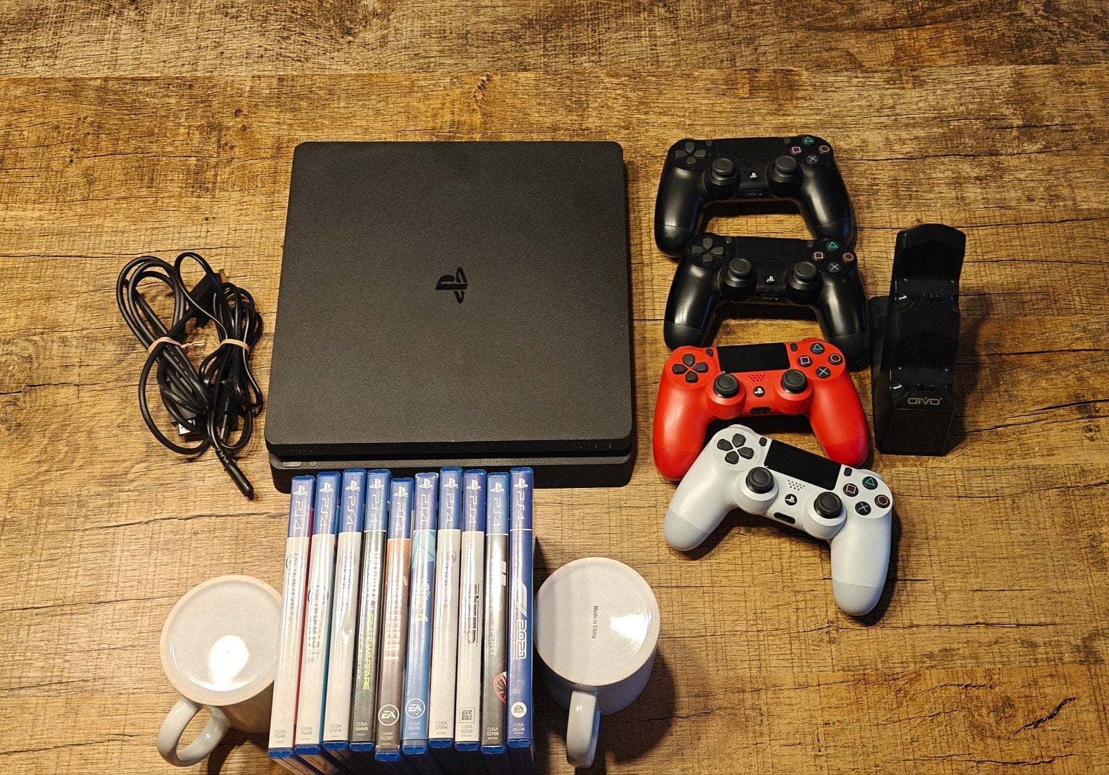 PlayStation 4 Slim met 10 games en 4 controllers, Ophalen of Verzenden, Met 3 controllers of meer, Slim, 500 GB