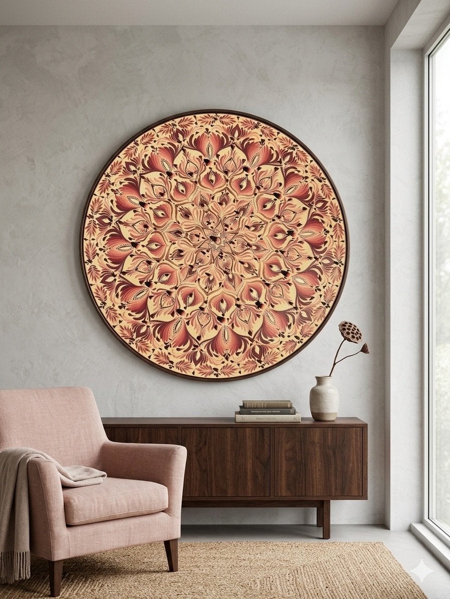 Exclusieve Ronde Mandala Wanddecoratie - 60 cm, Huis en Inrichting, Woonaccessoires | Schilderijen, Tekeningen en Foto's, Ophalen of Verzenden