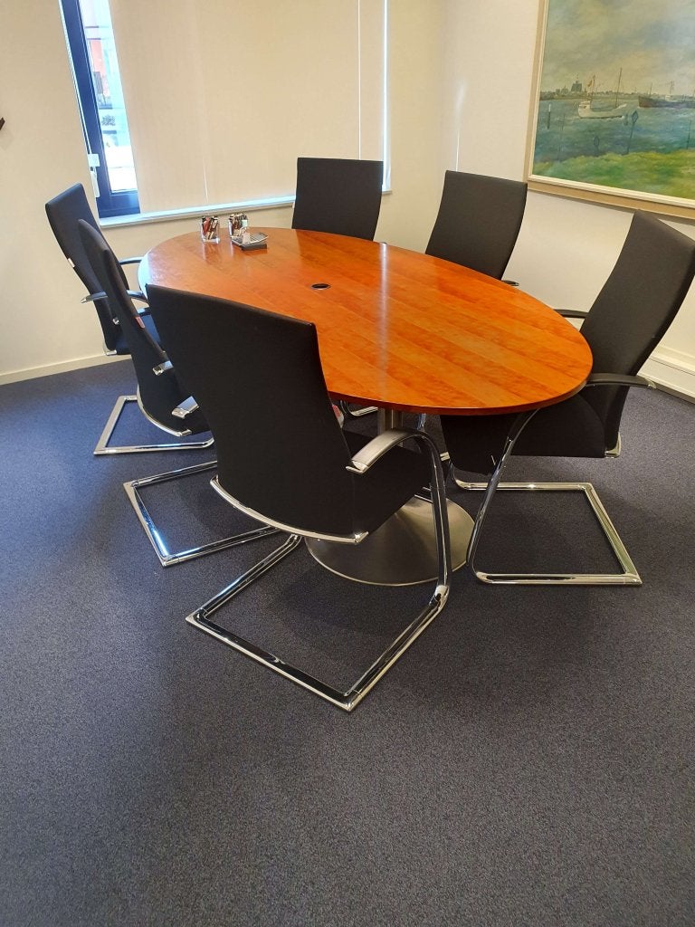 Bureautafel / vergadertafel ovaal ellips 220x110, VST, Ophalen of Verzenden, Zo goed als nieuw, 110 cm