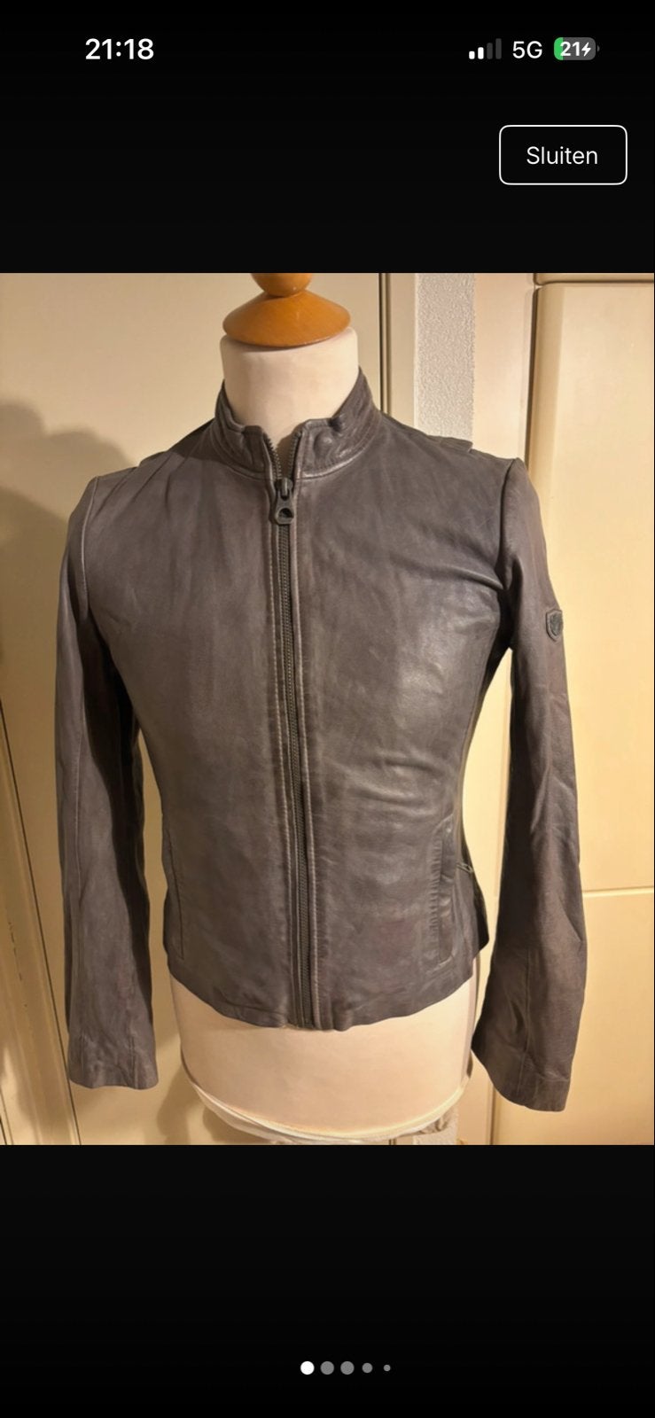 Gipsy leren jas maat S, Ophalen of Verzenden, Gedragen, Maat 36 (S), Grijs