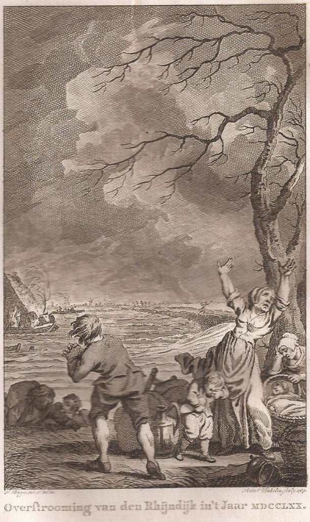 Overstrooming van den Rhijndijk in 't Jaar 1770 Gelderland, Origineel, 19 cm, Ophalen of Verzenden, Gravure
