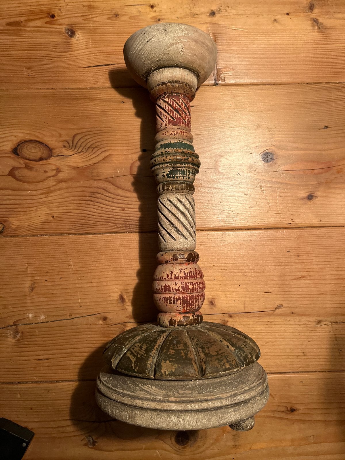 Handgesneden Polychrome Florentijnse Kandelaar J.M. (Jaren ', Ophalen of Verzenden, Overige materialen