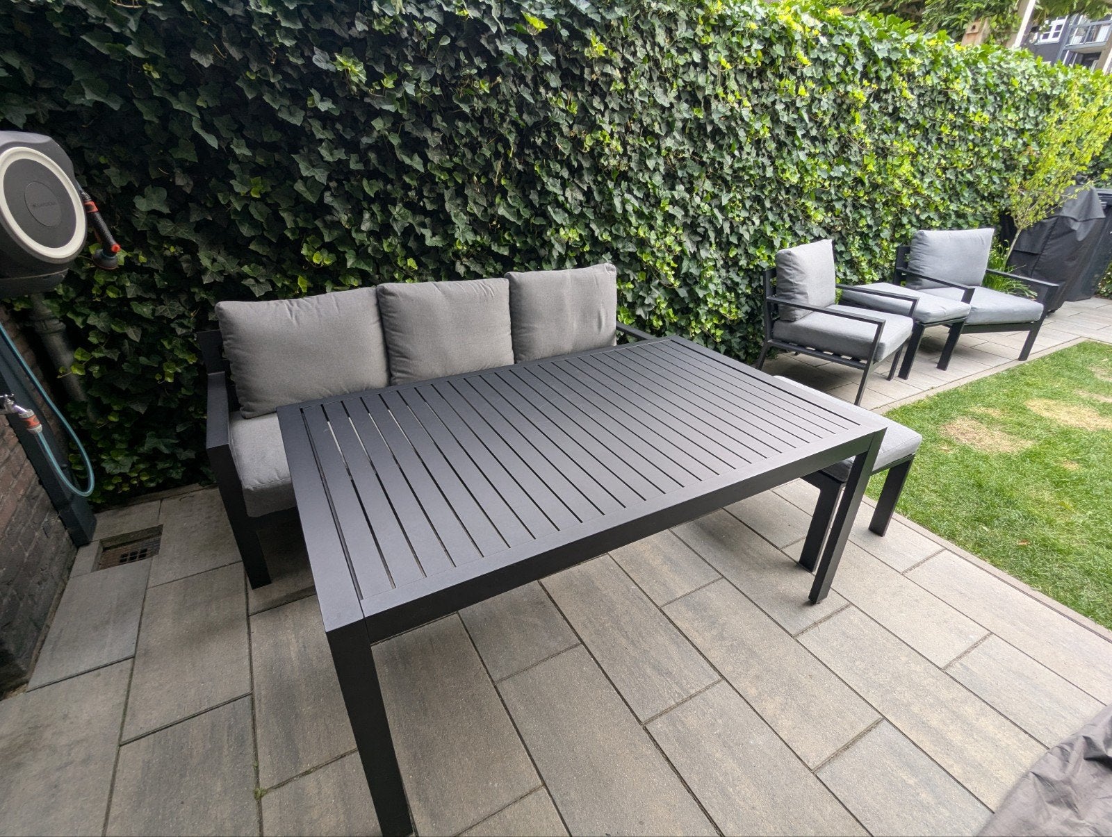 Aluminium tuinset antraciet, Tuin en Terras, Tuinsets en Loungesets, Ophalen, Gebruikt, Aluminium, Loungeset