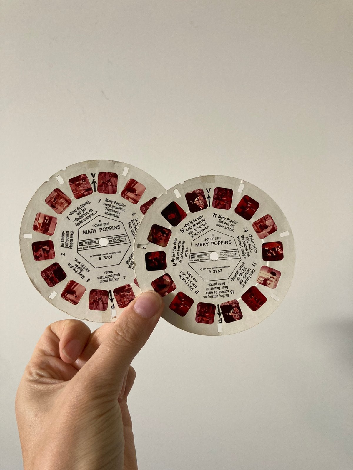 Mary Poppins View-Master schijven vintage B 3761 & B 3763, Ophalen of Verzenden, Gebruikt