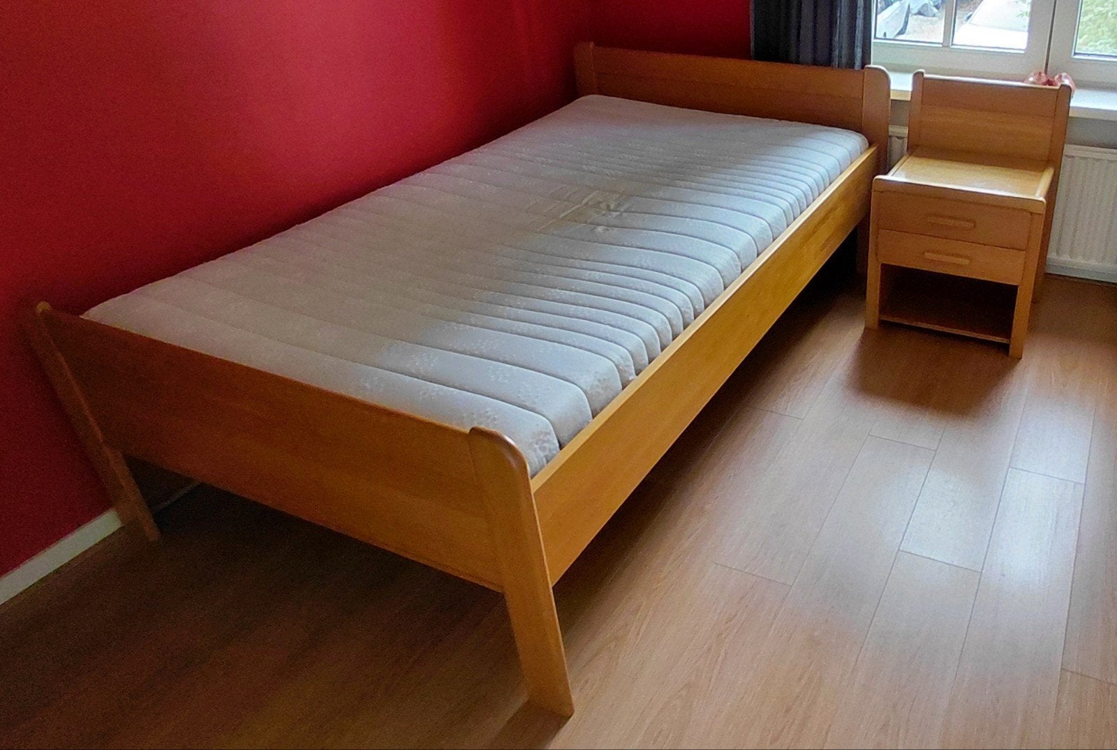 Senioren bed met Auping spiraal en nachtkastje, Ophalen, Eenpersoons, 190 cm of minder, 120 cm
