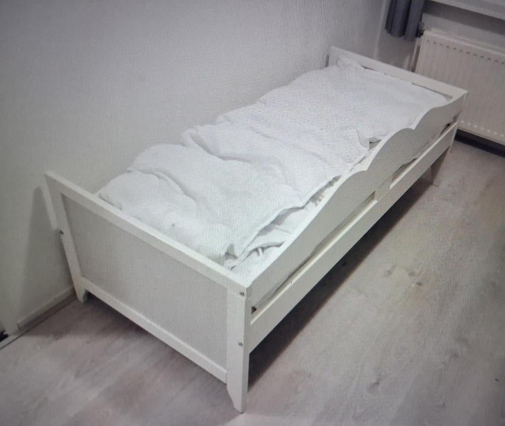 Peuterbed met dekbedovertrek - Wit, Kinderen en Baby's, Gebruikt, 70 tot 85 cm, 140 tot 160 cm, Ophalen