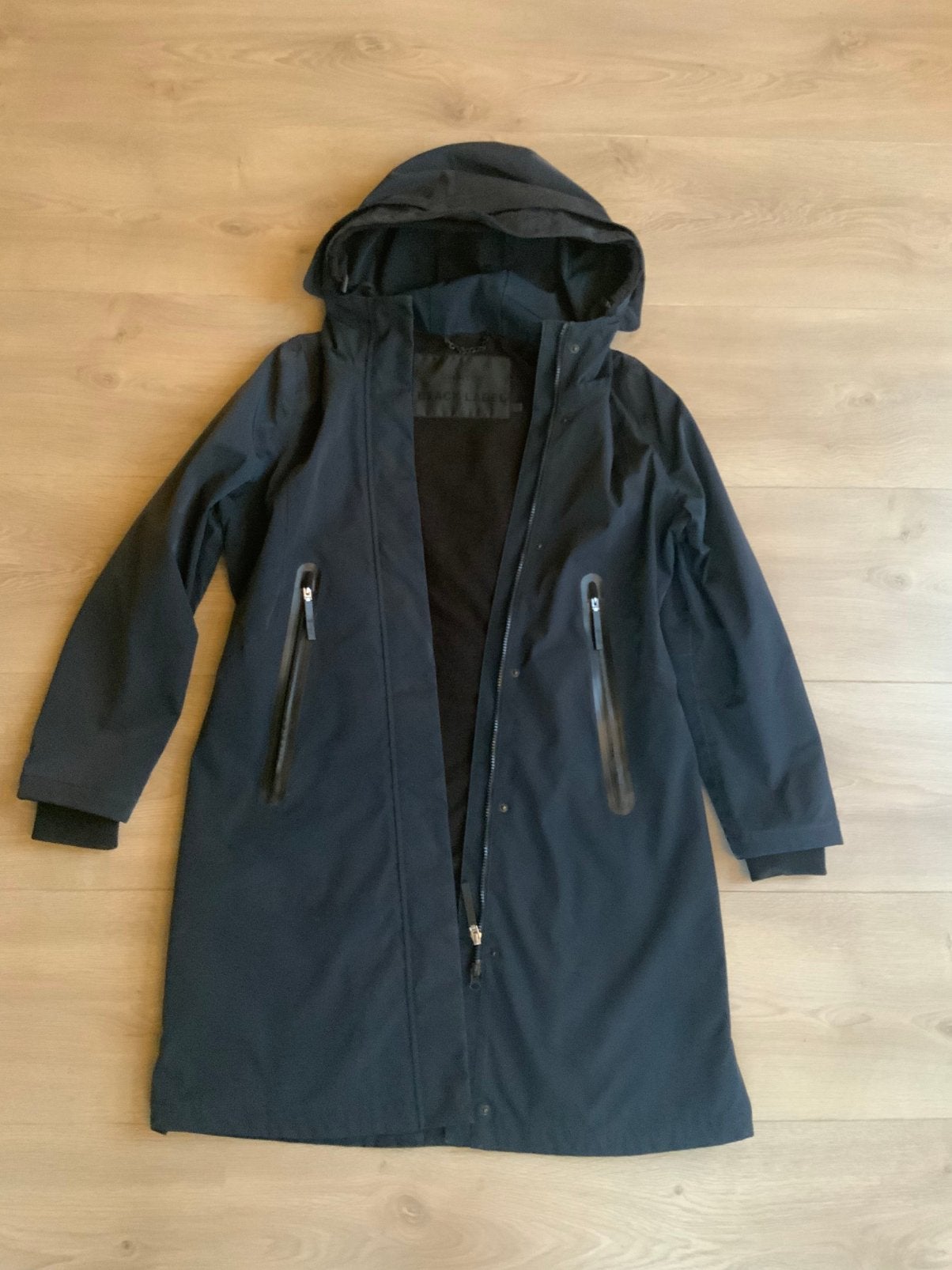 Donkerblauwe parka dames winterjas,  Giacomo black label, L, Ophalen, Gedragen, Maat 42/44 (L), Blauw
