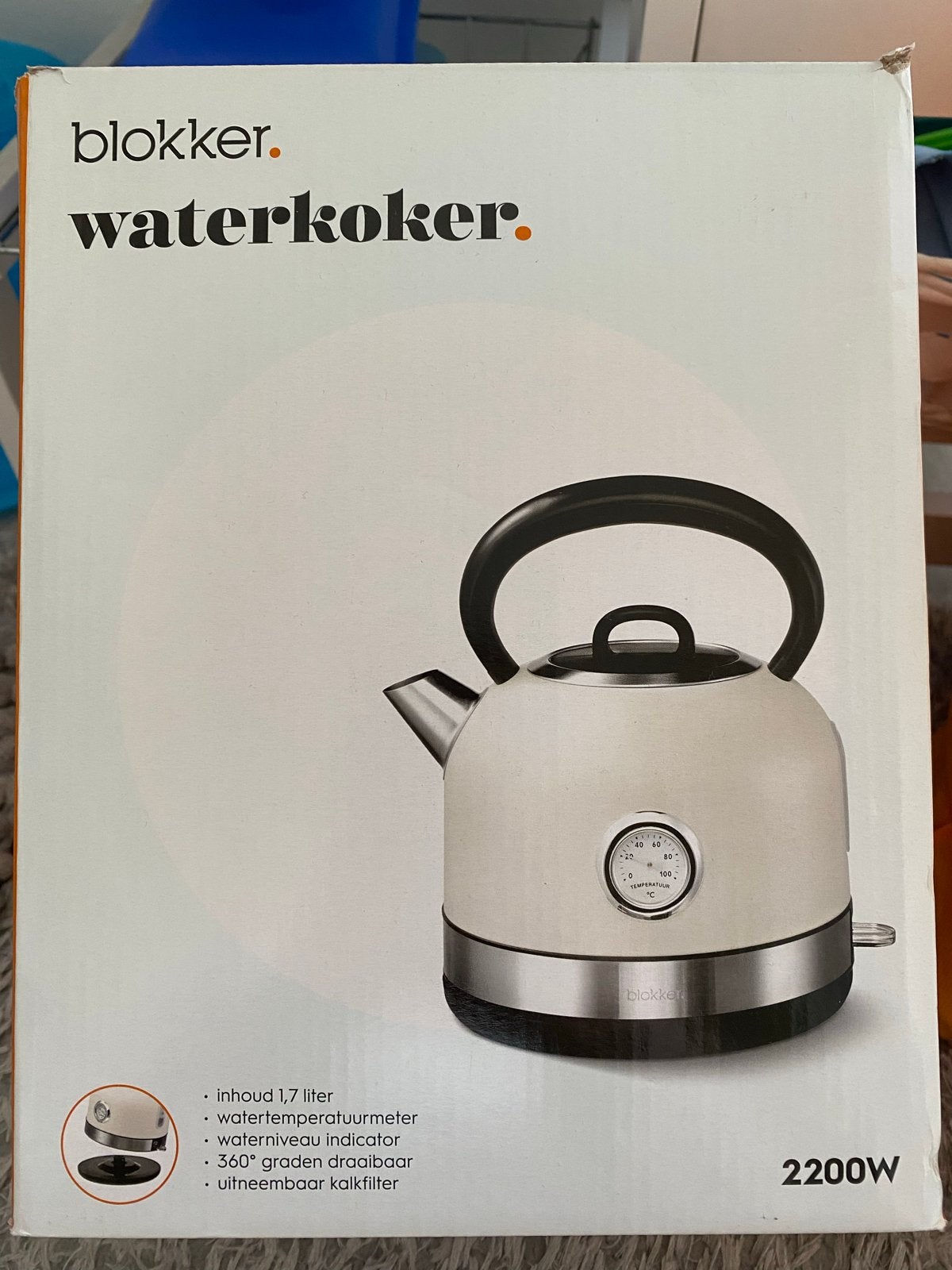 Blokker Waterkoker 1.7L met temperatuurmeter 2200W, 1 tot 2 liter, Ophalen, Zo goed als nieuw