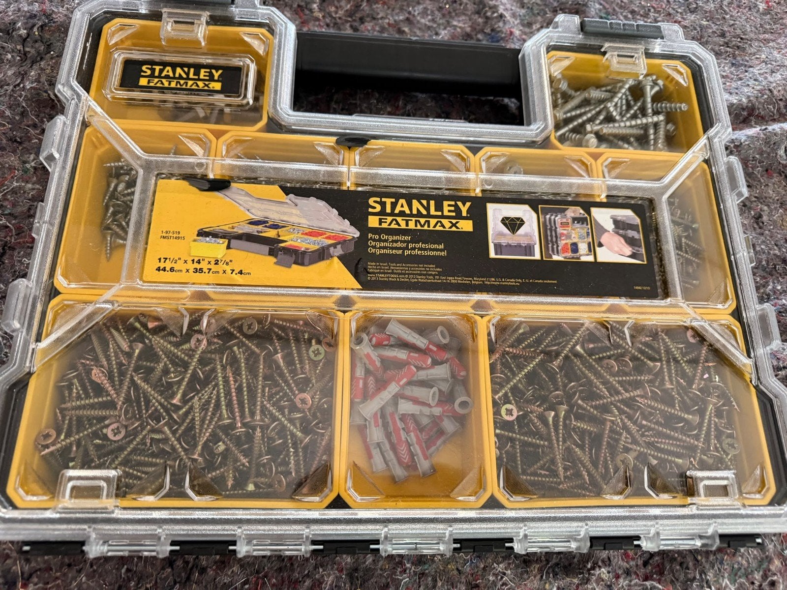 Stanley FatMax Pro Organizer gevuld met schroeven en pluggen, Doe-het-zelf en Verbouw, IJzerwaren en Bevestigingsmiddelen, Zo goed als nieuw