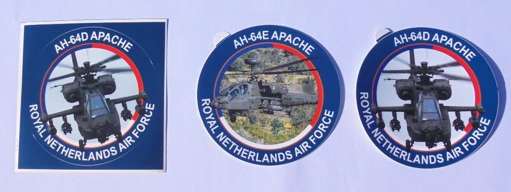 luchtvaart 3 stickers Luchtmacht Apache gevechtshelikopter., Ophalen of Verzenden, Nieuw, Kaart, Foto of Prent