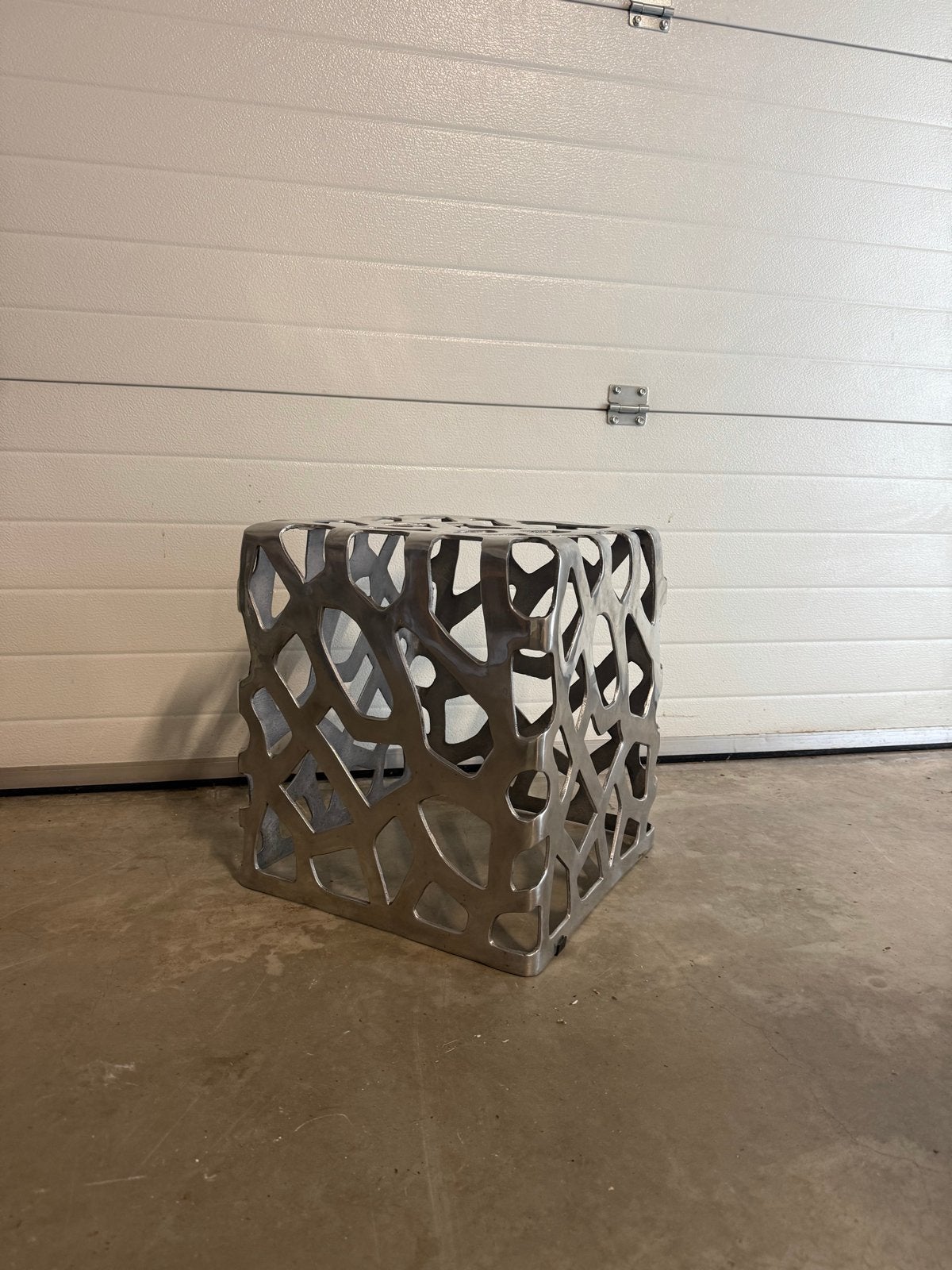 Vintage aluminium krukje bijzettafel ottoman stijl design, Ophalen, Minder dan 45 cm, Minder dan 55 cm, Gebruikt