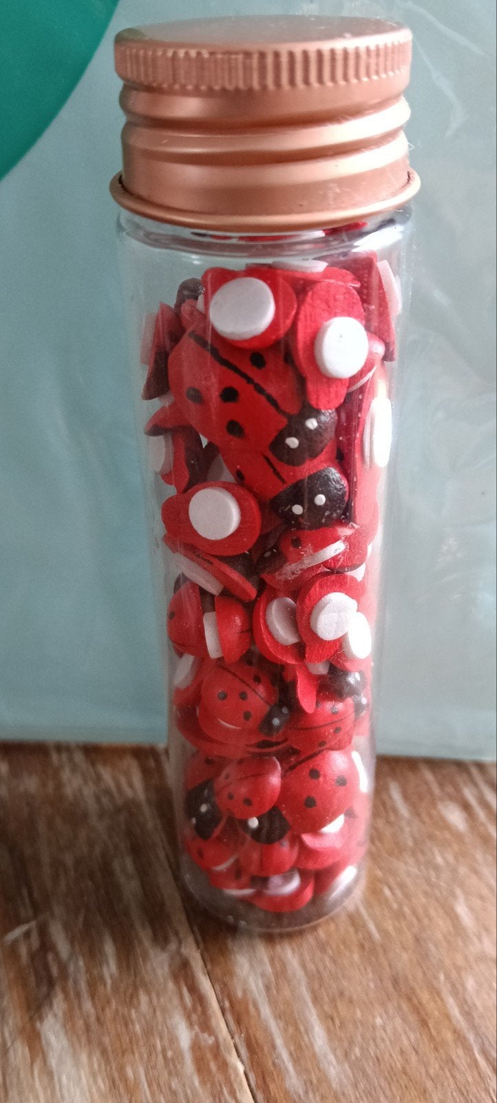 Lieveheersbeestjes knutselmateriaal in glazen buisje, Ophalen of Verzenden