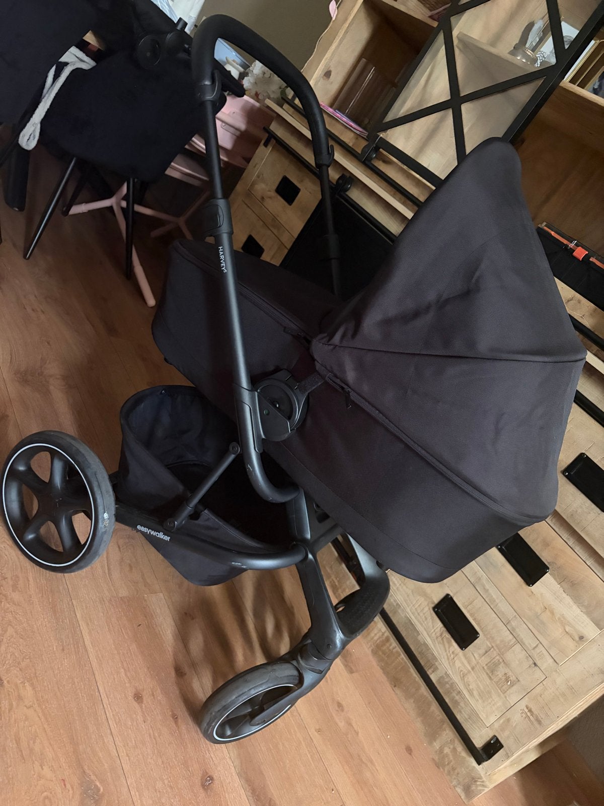 Easywalker Harvey 5 Combiwagen Zwart met Reiswieg, Gebruikt, Combiwagen, Met reiswieg, Ophalen