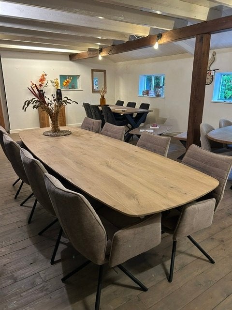 SALE Deens ovaal eiken 280cm + 8 nieuwe eetkamerstoelen, Ophalen, 100 tot 150 cm, Eikenhout, Ovaal