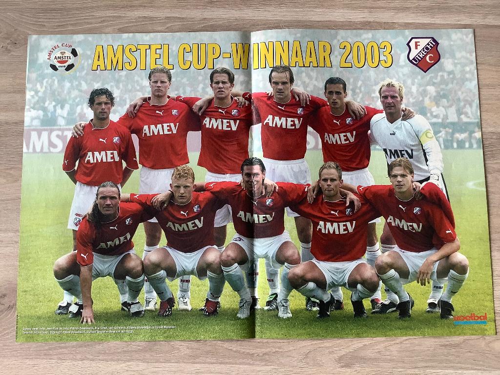 Poster FC Utrecht Winnaar Amstel Cup 2003, Ophalen of Verzenden, Zo goed als nieuw, F.C. Utrecht, Poster, Plaatje of Sticker