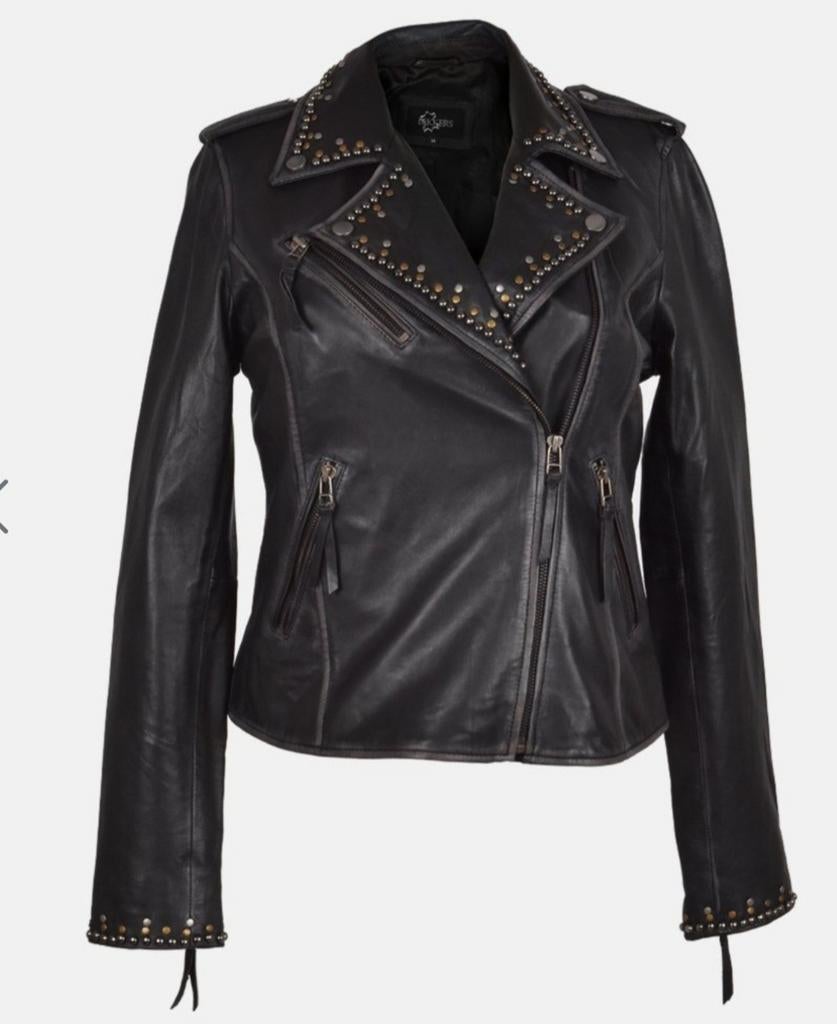 DEKKERS zwart leren jasje met studs, maat M, Maat 38/40 (M), Dekkers, Zwart, Nieuw