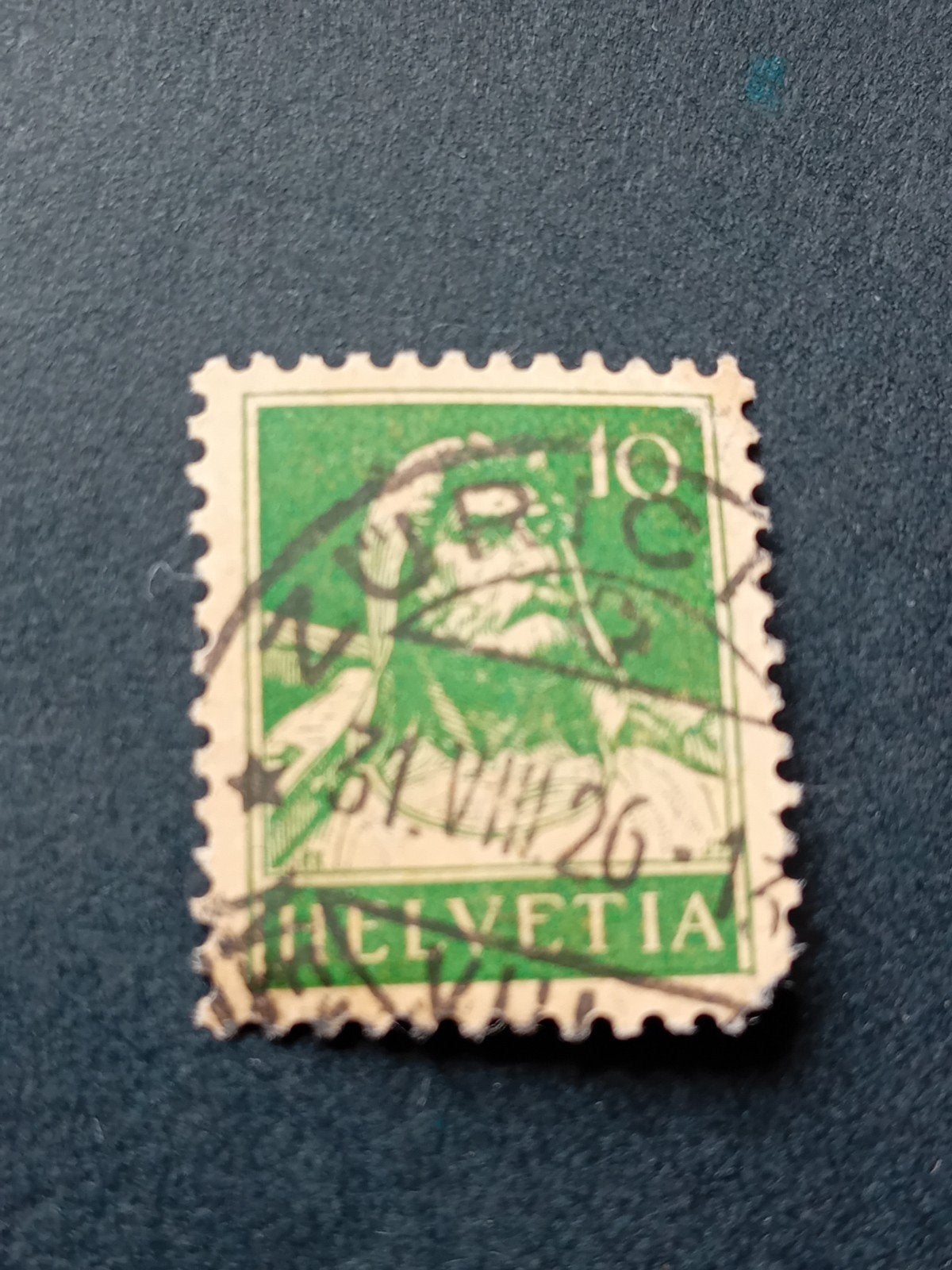 Zwitserse postzegel Helvetia 10 cent gestempeld, Ophalen of Verzenden