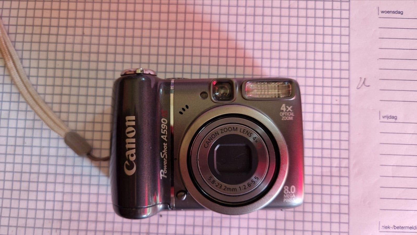 Canon PowerShot A590 IS Compactcamera met 8.0 MP, Audio, Tv en Foto, Fotocamera's Digitaal, Beeldstabilisatie, Gebruikt, Canon