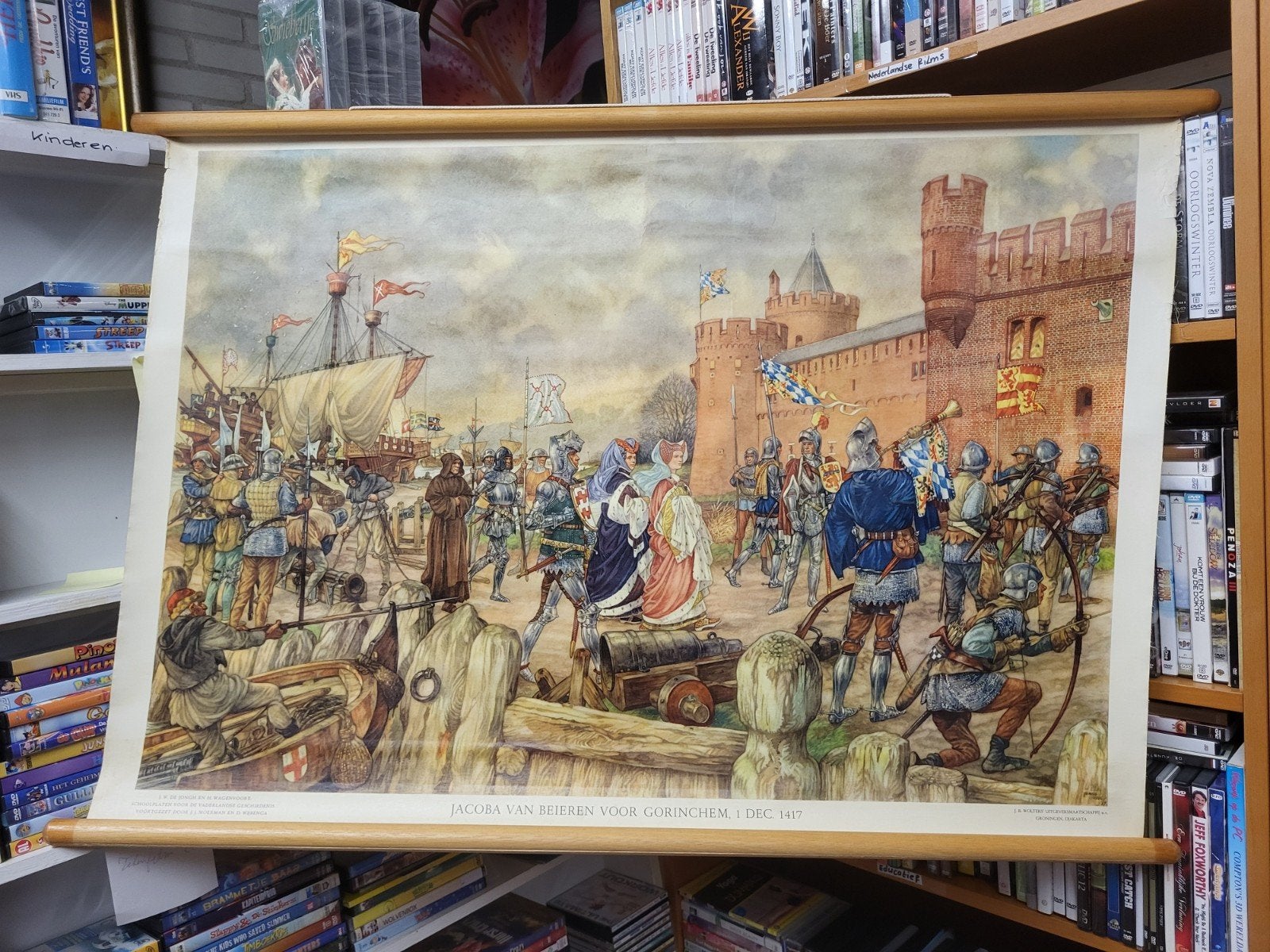 Oude Schoolkaart Jacoba van Beieren van Gorinchem 1417, Antiek en Kunst, Antiek | Schoolplaten, Ophalen of Verzenden