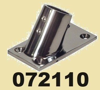 072110 RVS Railingsteun 60º, rechte voet voor buis Ø22,25 mm, Ophalen of Verzenden, Nieuw, Overige typen