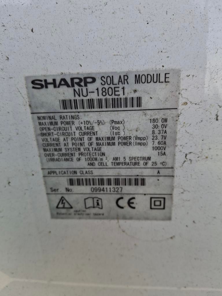 Sharp NU-180E1 Zonnepaneel - 180W, Ophalen of Verzenden