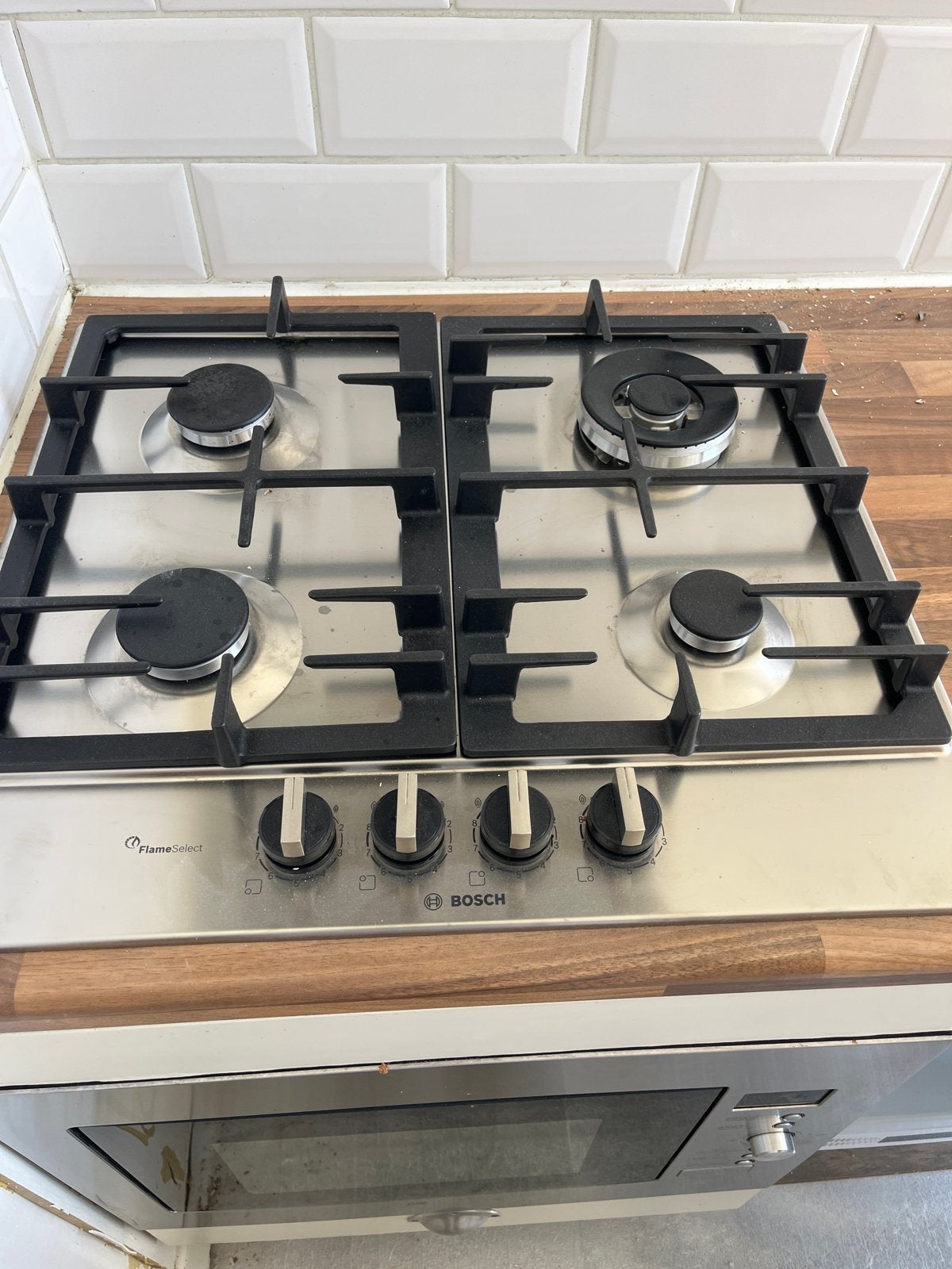 Bosch FlameSelect Inbouw Gaskookplaat 4 Kookzones, Gebruikt, Inbouw, Gas, 4 kookzones