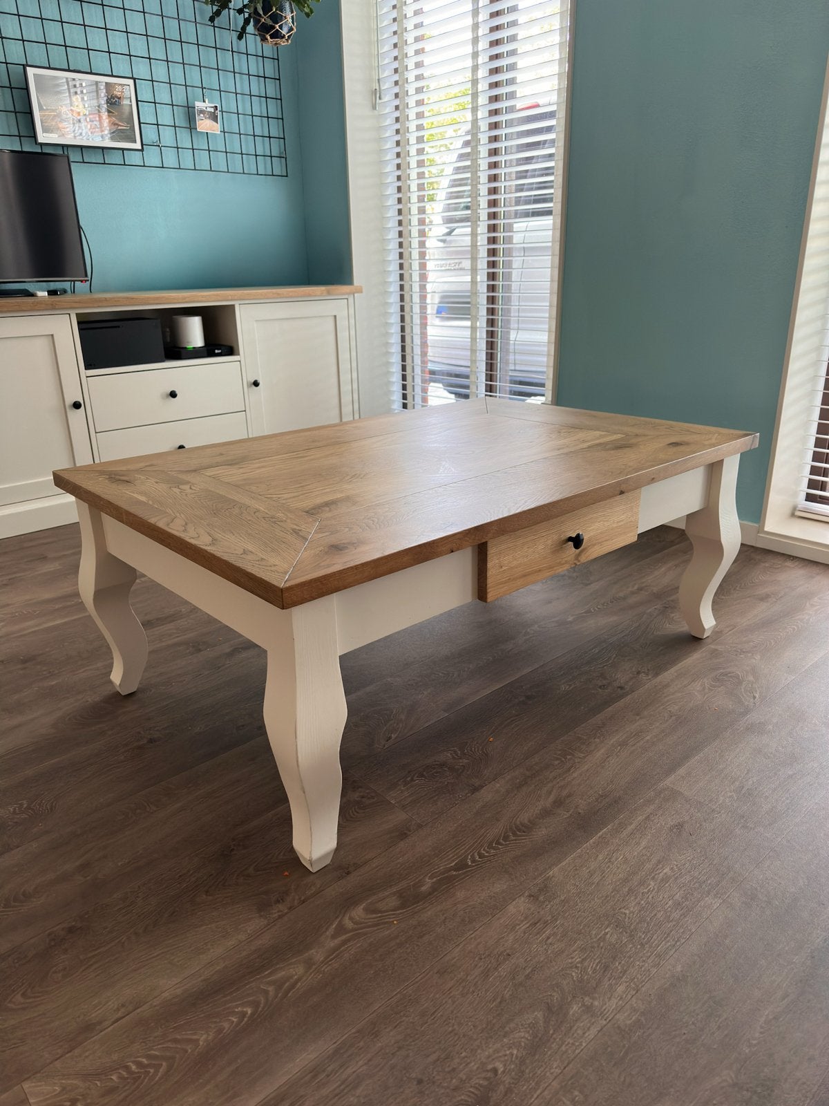 Salontafel Madelief van Old Ambt Meubelen met eikenblad, Ophalen, 100 tot 150 cm, Eikenhout, 50 tot 100 cm
