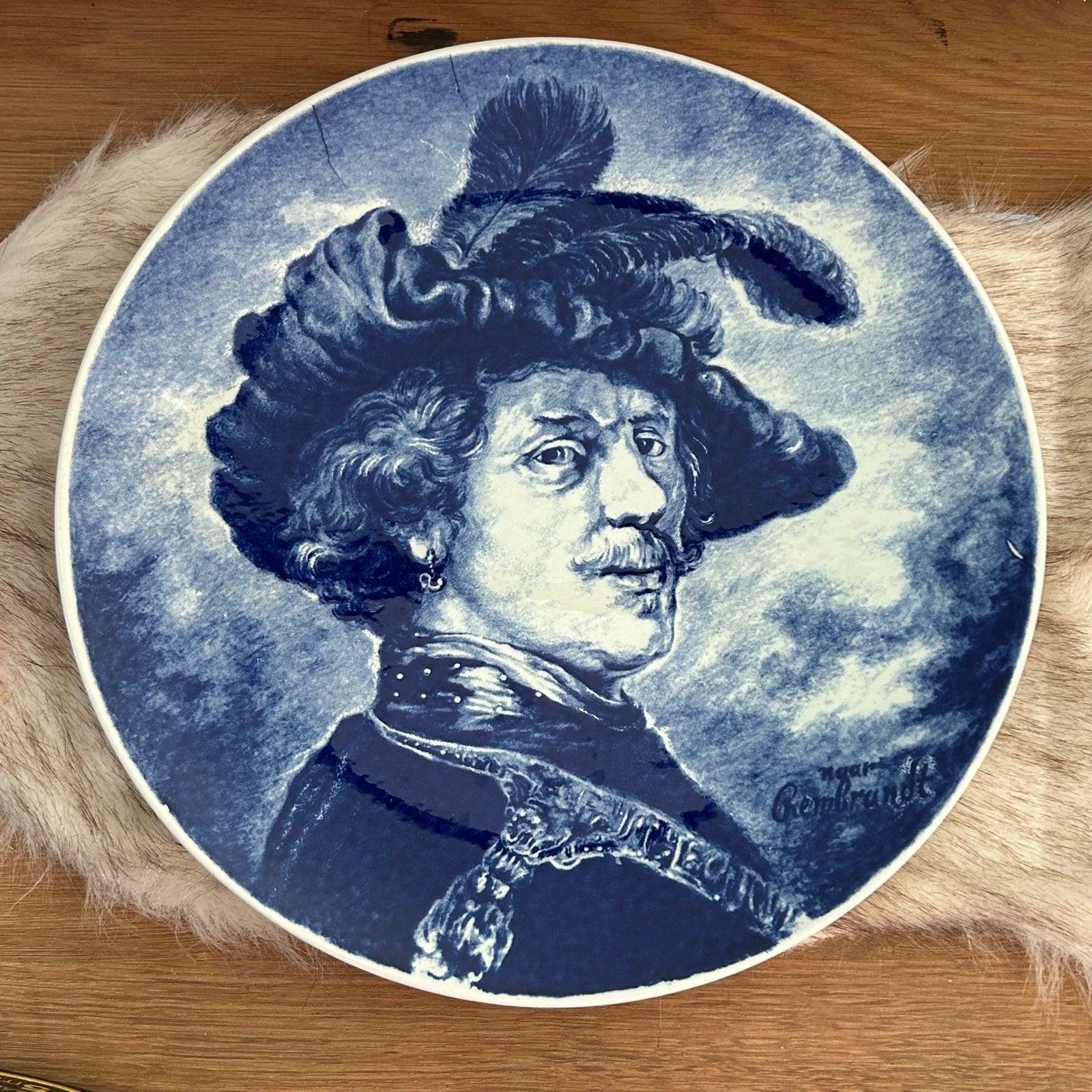 Delfts Blauw Boch La Louvière Rembrandt wandbord Sierbord, Ophalen of Verzenden