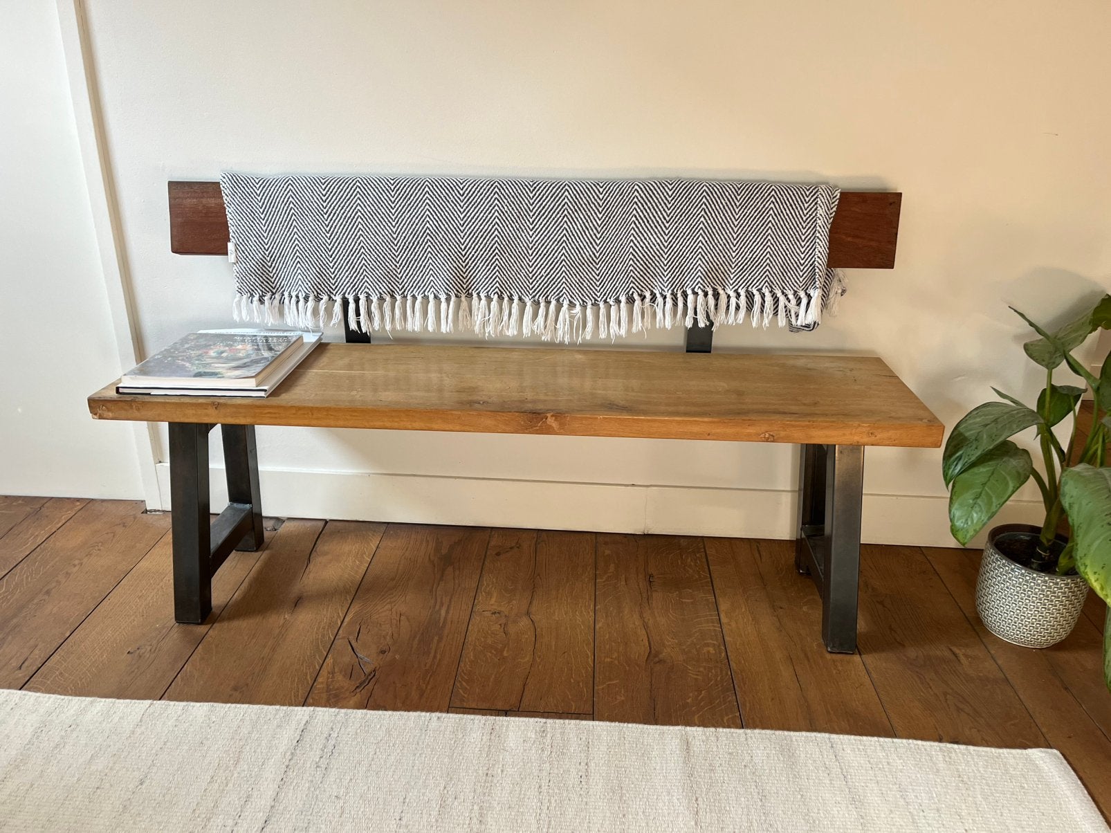 Eetkamerbank, eikenhout, Huis en Inrichting, Ophalen, Minder dan 75 cm, Rechte bank, Minder dan 150 cm