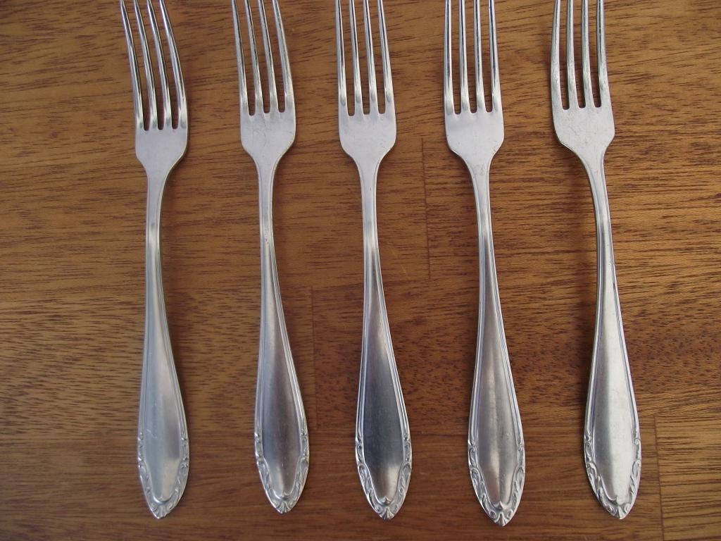 5 stuks vintage Silvello Barok vork 19 cm Wellner 1935 p st, Antiek en Kunst, Antiek | Bestek, Ophalen of Verzenden