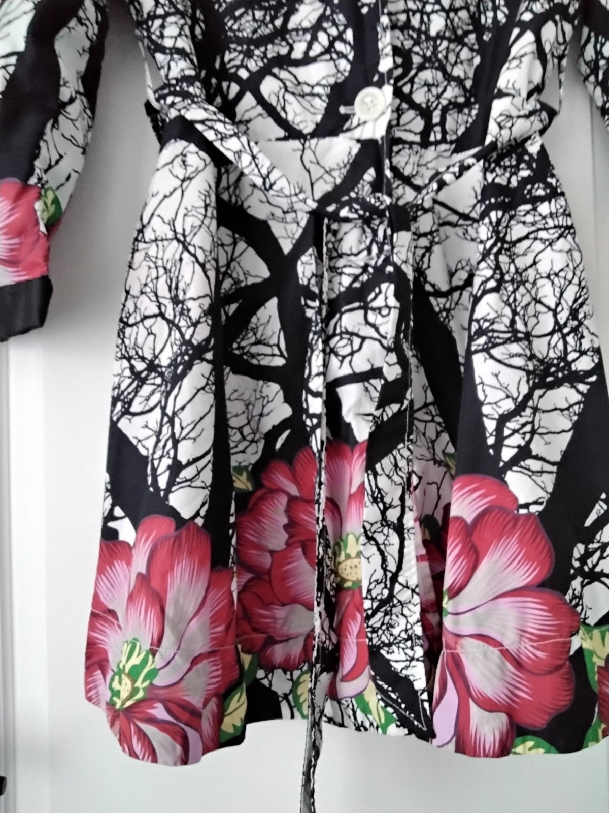 Desigual jas met bloemen en bomenprint, maat 40, Kleding | Dames, Zwart, Ophalen of Verzenden, Zo goed als nieuw, Desigual