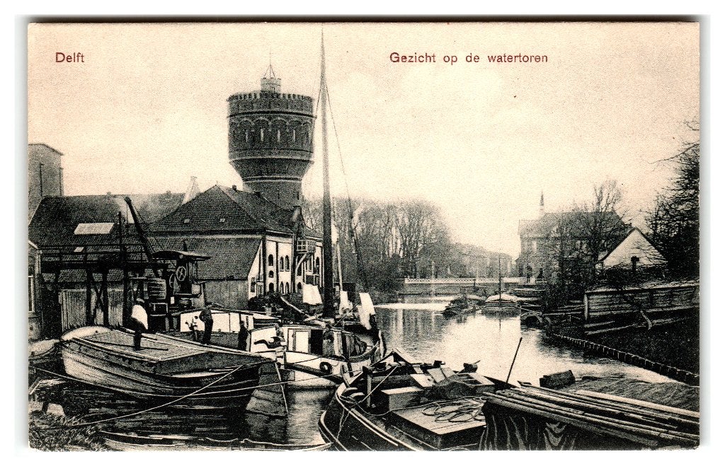 Delft, Gezicht op de watertoren, Verzenden, Voor 1920, Ongelopen, Zuid-Holland