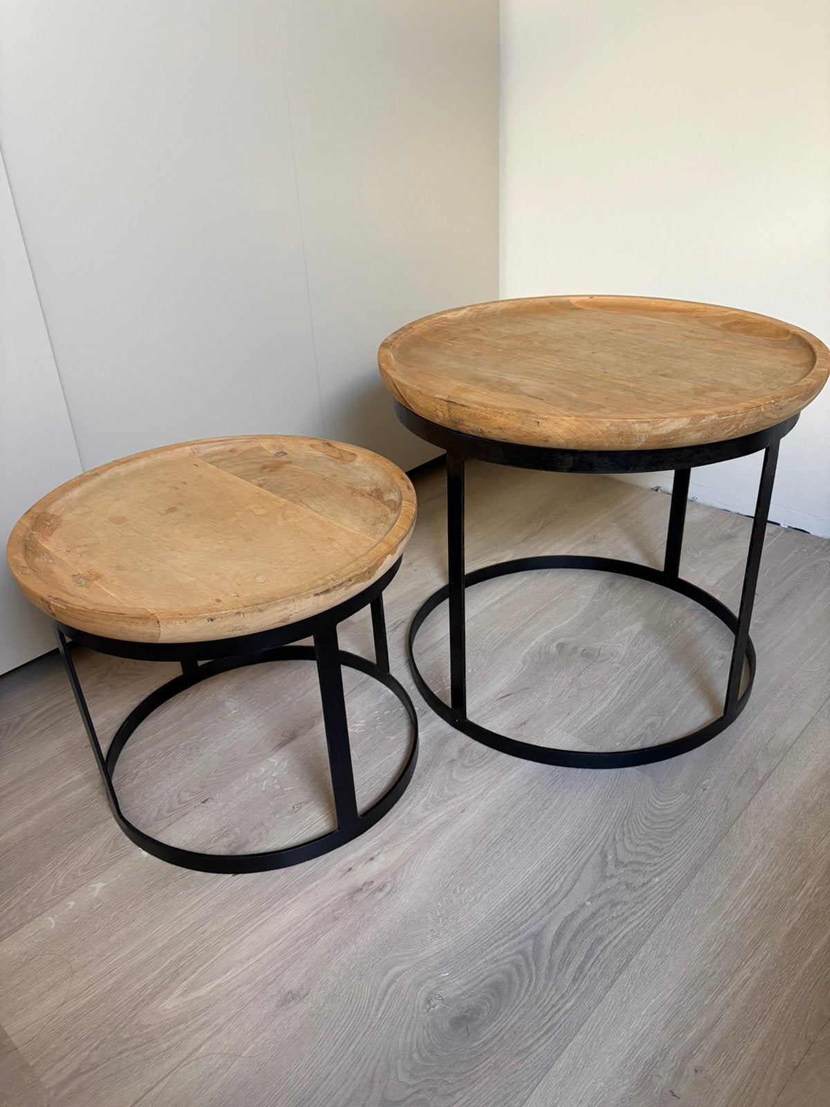Set van 2 salontafels, Huis en Inrichting, Minder dan 55 cm, Rond, Zo goed als nieuw, Ophalen