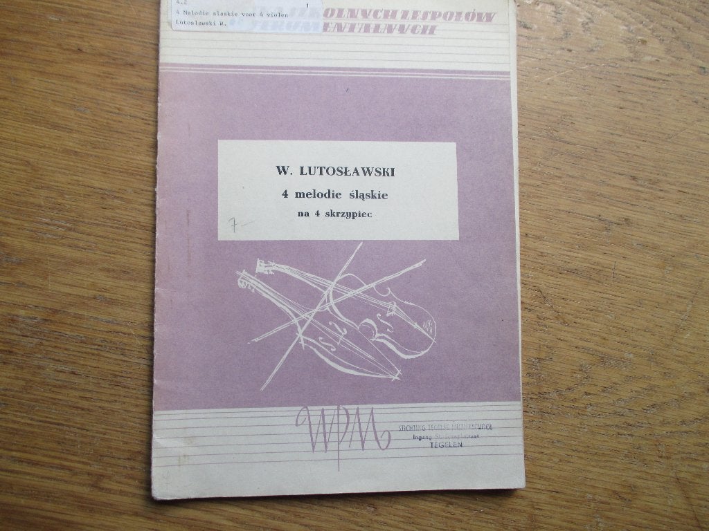 W.LUTOSLAWSKI -  4 MELODIE SLASKIE -4 VIOLEN, Gebruikt, Klassiek, Ophalen of Verzenden, Viool of Altviool