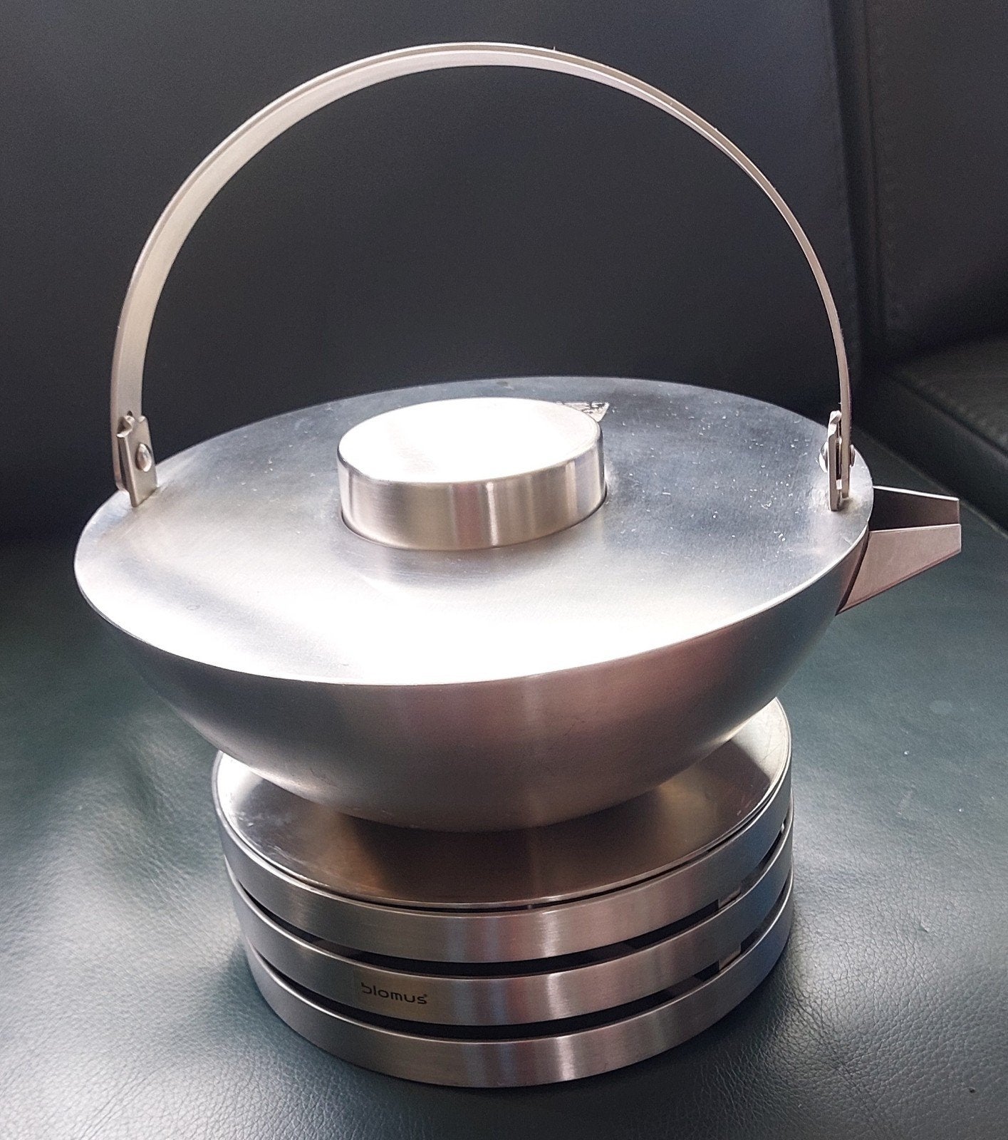 Blomus theepot met theelicht - RVS, Theepot/fluitketel, Gebruikt, Zilver, Ophalen of Verzenden