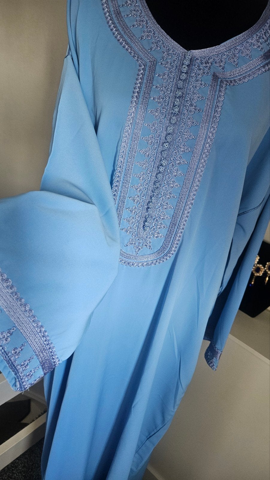 Kandoura licht blauw, Kleding | Dames, Ophalen of Verzenden, Nieuw, Blauw, Boven de knie