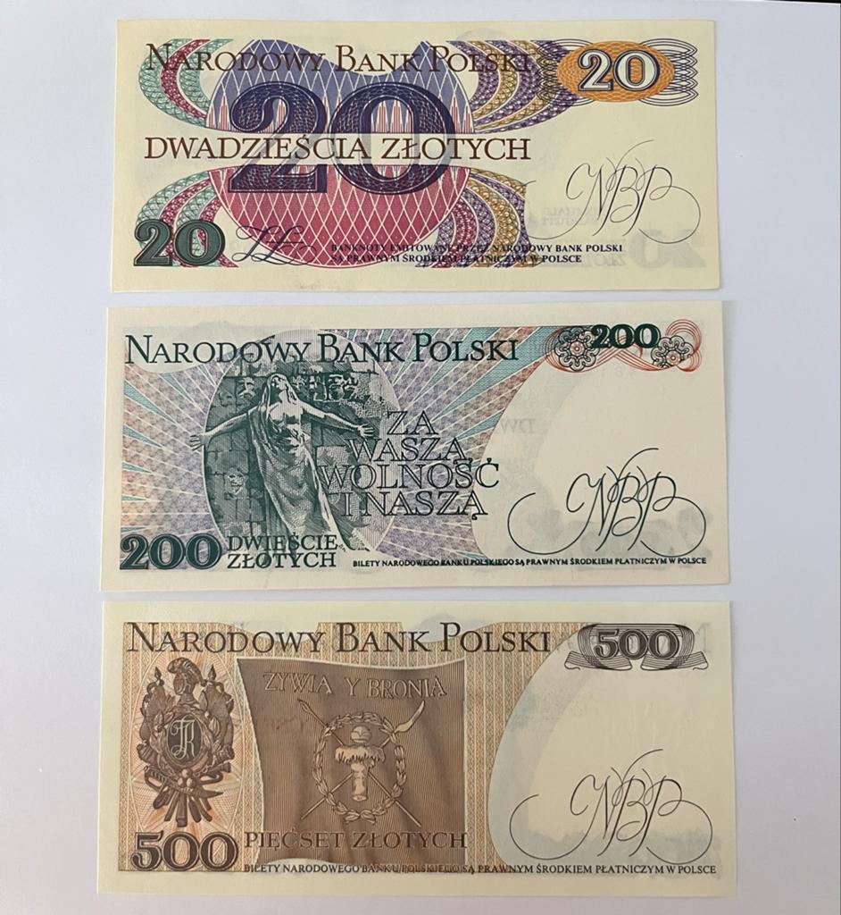 Set Poolse Zloty biljetten - 20, 200, 500 Zloty, Ophalen of Verzenden, Polen, Setje