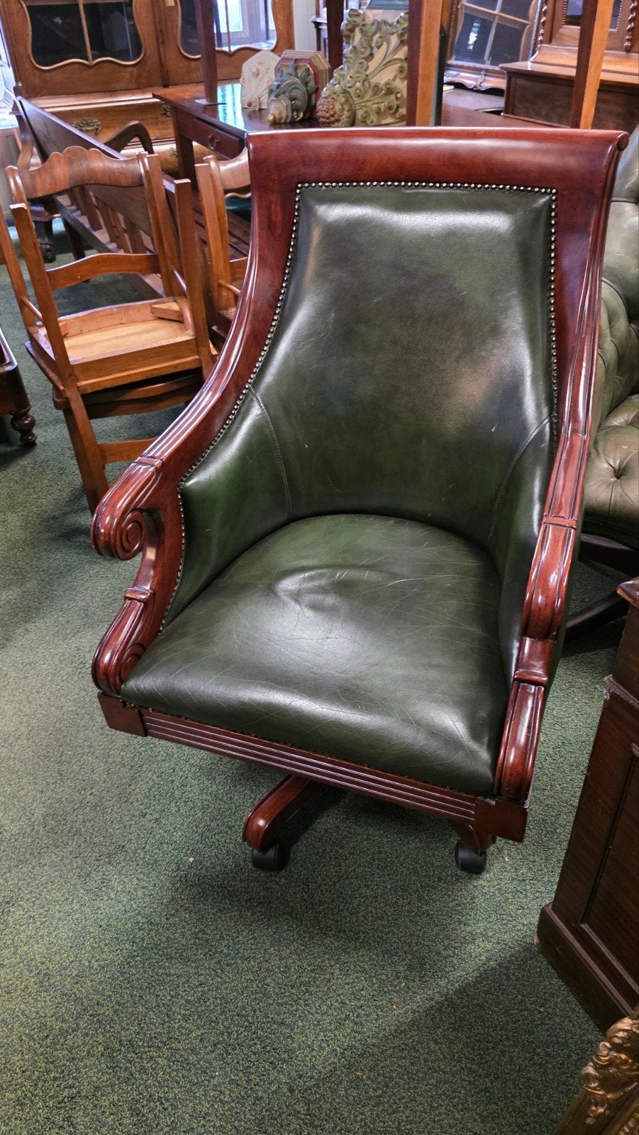 mahonie houten Chesterfield bureaustoel, Antiek en Kunst, Ophalen