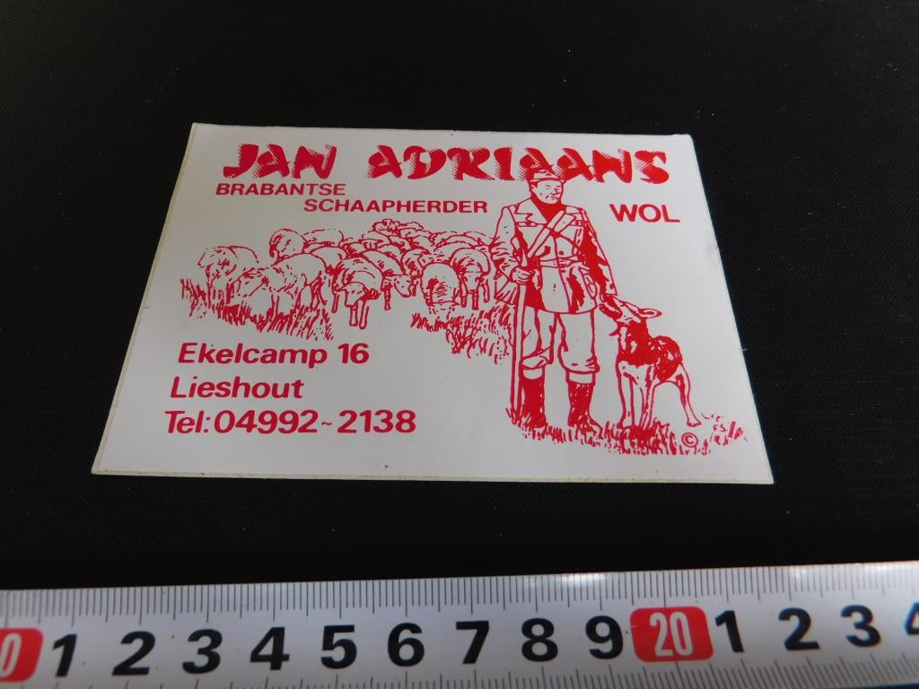 sticker lieshout jan adriaans brabantse schaapherder / wol, Ophalen, Zo goed als nieuw