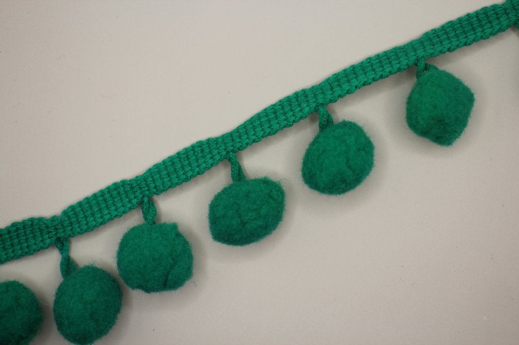 Pom pom balletjesband - Groen #4039, Ophalen of Verzenden, Nieuw, Lint, Band of Elastiek