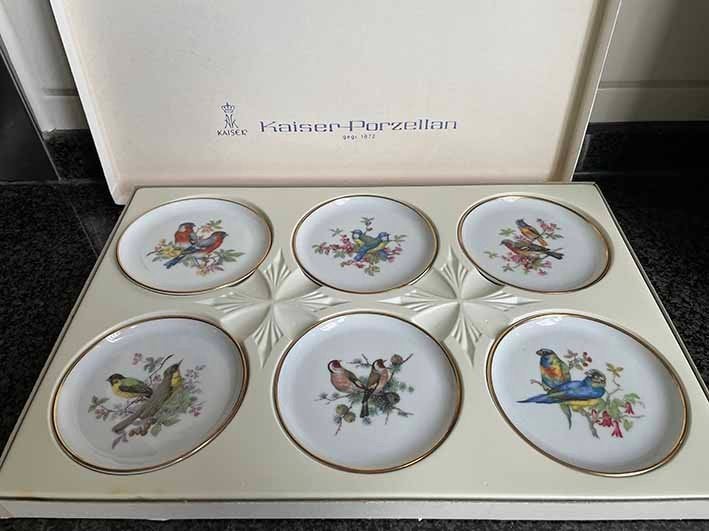 Vintage Kaiser petitfour Bordjes met 2 Vogels - Nieuw, Overige merken, Nieuw, Ophalen of Verzenden, Bord(en)