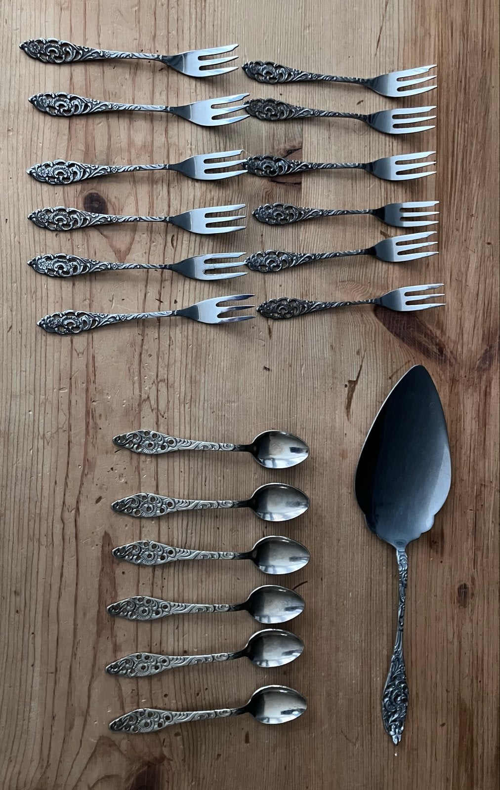 Vintage lepel, vorkjes en taartschep, Antiek en Kunst, Ophalen