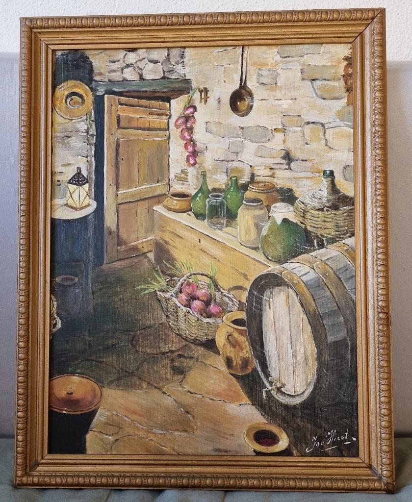 Prachtige stilleven van een wijnkelder., Antiek en Kunst, Kunst | Schilderijen | Klassiek, Ophalen of Verzenden