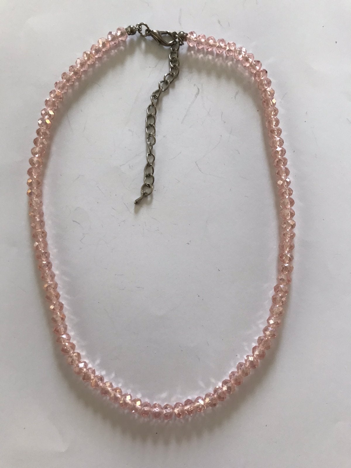 Ketting van roze facet geslepen kristallen kralen, Sieraden, Tassen en Uiterlijk, Kettingen, Ophalen of Verzenden, Gebruikt, Overige materialen
